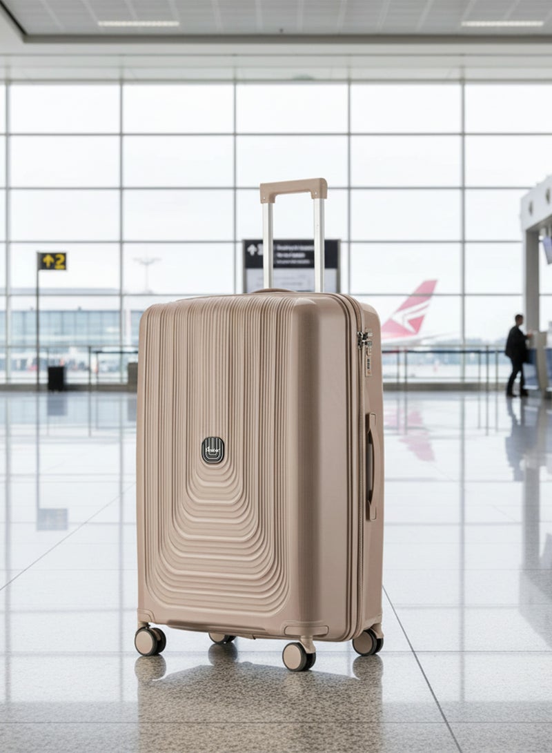 SENATOR Unisex Hard Case Large Checked Luggage Lightweight PP Fashion Trolley Luggage with 4 Double Spinner Wheel and 3-Digit Combination Lock KH1009 Khaki - Image 2